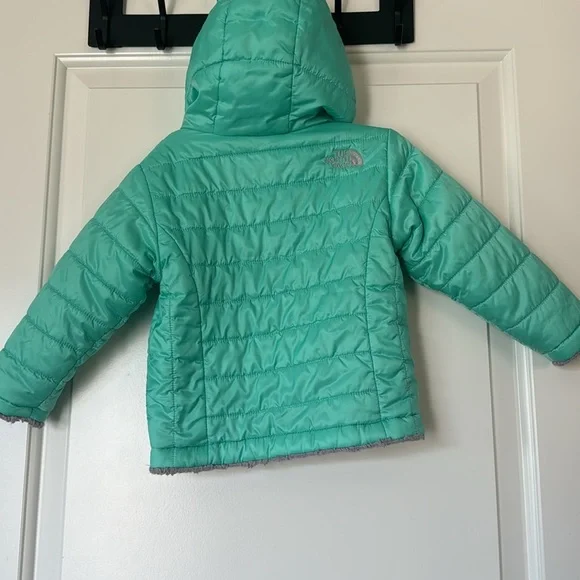 THE NORTH FACE Reversible Mossbud Swirl Insulated Jacket teal size 12/18 - Picture 7 of 11